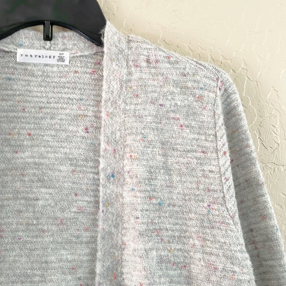 Retrology Soft Knit Gray rainbow Speckle Knit‎ Cozy Sweater Cardigan - Picture 3 of 9